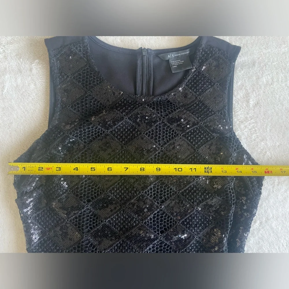 Armani Exchange Black Lace Sequin Sheath Dress Size S - Picture 5 of 15